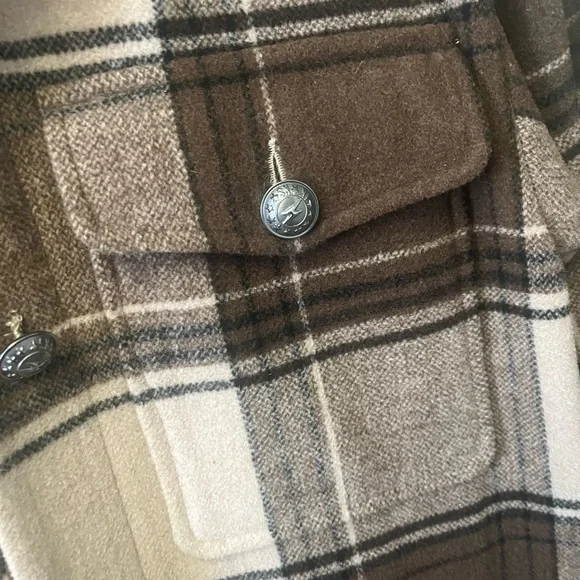 Ikks Women’s Plaid Wool Oversized Knee Length Coat Sz XS but fits like a S/M